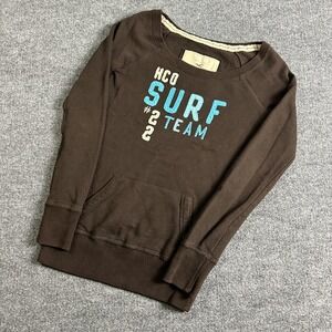 Hollister Sweatshirt Teens XS Brown Surf Team #22 Scoop Neck Fleece Pocket